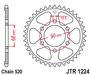 JT Sprockets - JT Sprockets (#JTR1224) 520 Pitch Steel Rear Sprocket - HONDA CB300 ('19-24) - Image 2