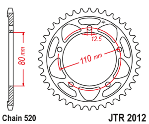 JT Sprockets - JT Sprockets (#JTR2012) 520 Pitch Steel Rear Sprocket - HONDA Transalp 750 - Image 2