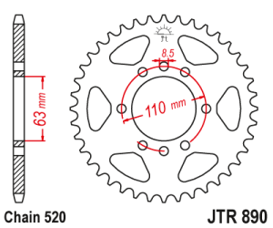 JT Sprockets - JT SPROCKETS (#890) 520 Pitch Steel Rear Sprocket - KTM/ HUSQVARNA - Image 2