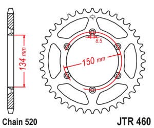 JT Sprockets - JT Sprockets (#JTR460) 520 Pitch Steel Rear Sprocket - KAWASAKI KLX 230/300 - Image 2