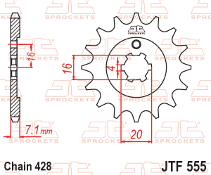 JT Sprockets - JT Sprockets (#JTF555) 428 Pitch Chromoly-Steel Front Sprocket - Image 2
